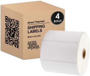 4" x 2" Direct Thermal Labels | 1" Core | 750 Roll | 4 Pack