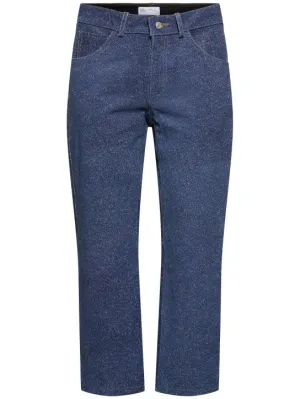 4SDesigns   Denim effect printed leather pants 