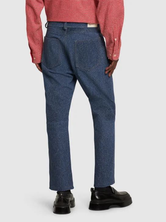 4SDesigns   Denim effect printed leather pants 