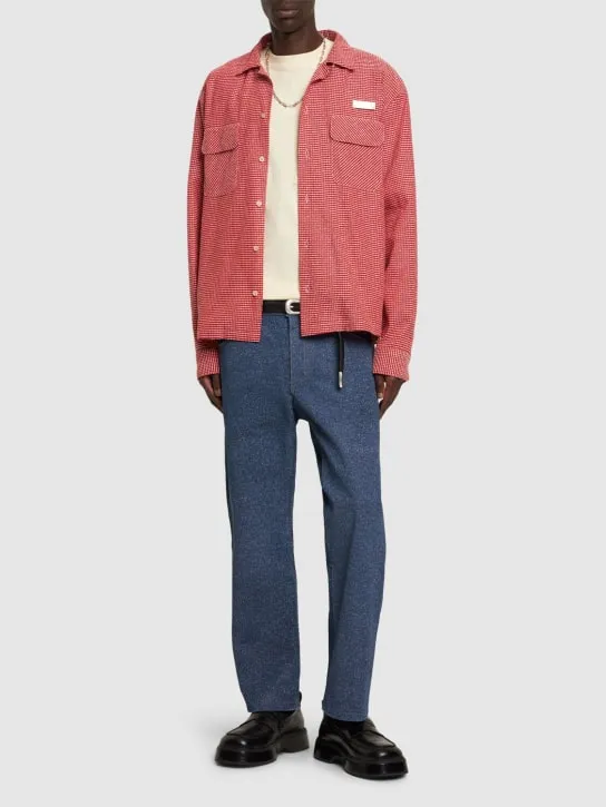 4SDesigns   Denim effect printed leather pants 