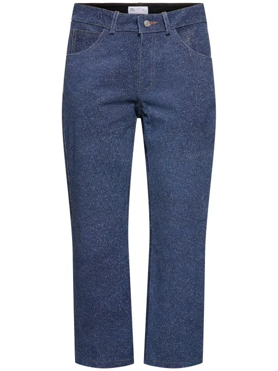 4SDesigns   Denim effect printed leather pants 