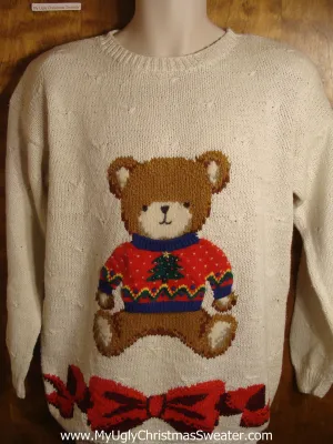 80s Holiday Teddy Bear Tacky Christmas Sweater