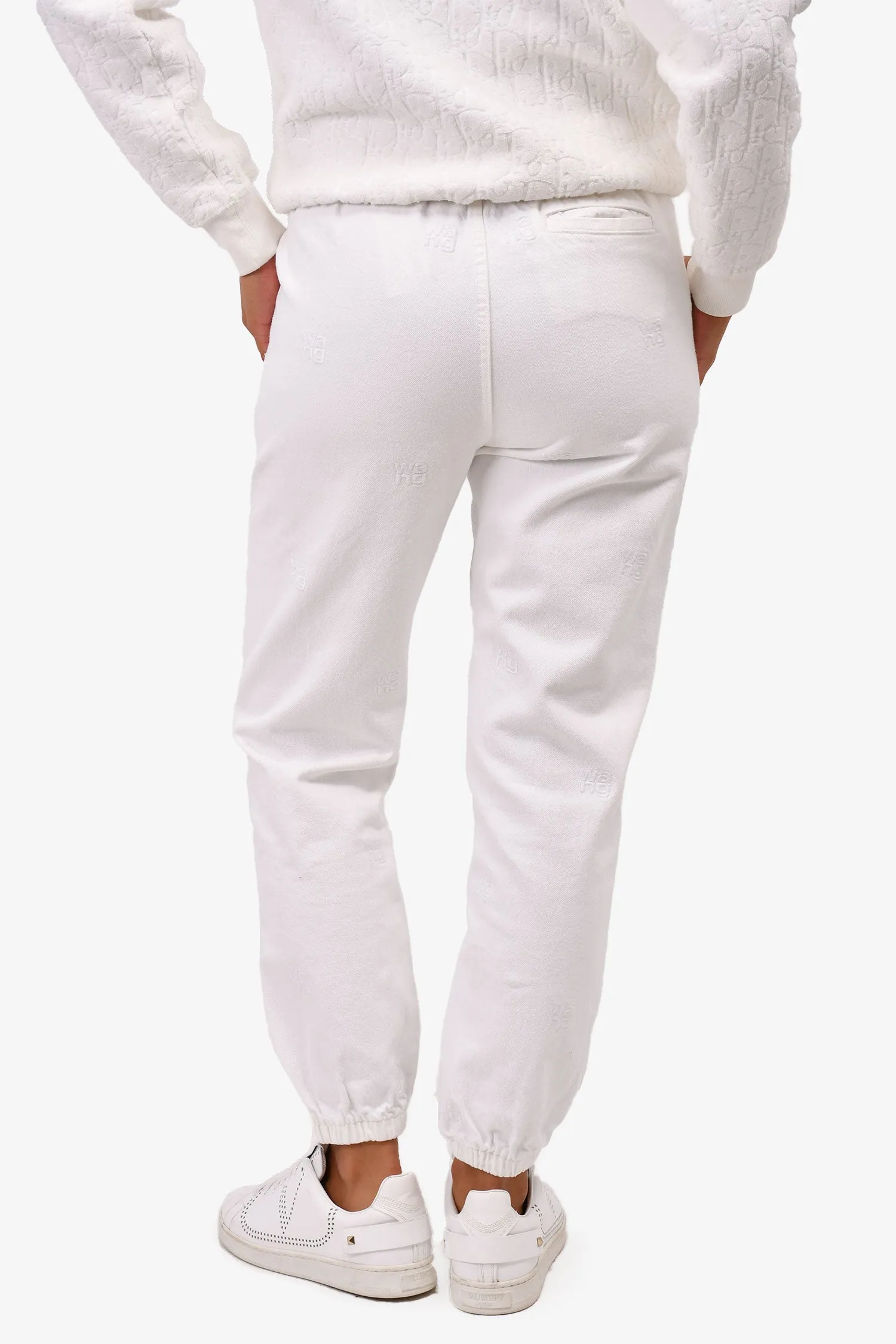 Alexander Wang White Denim Logo Embroidered Cargo Pants Size XS