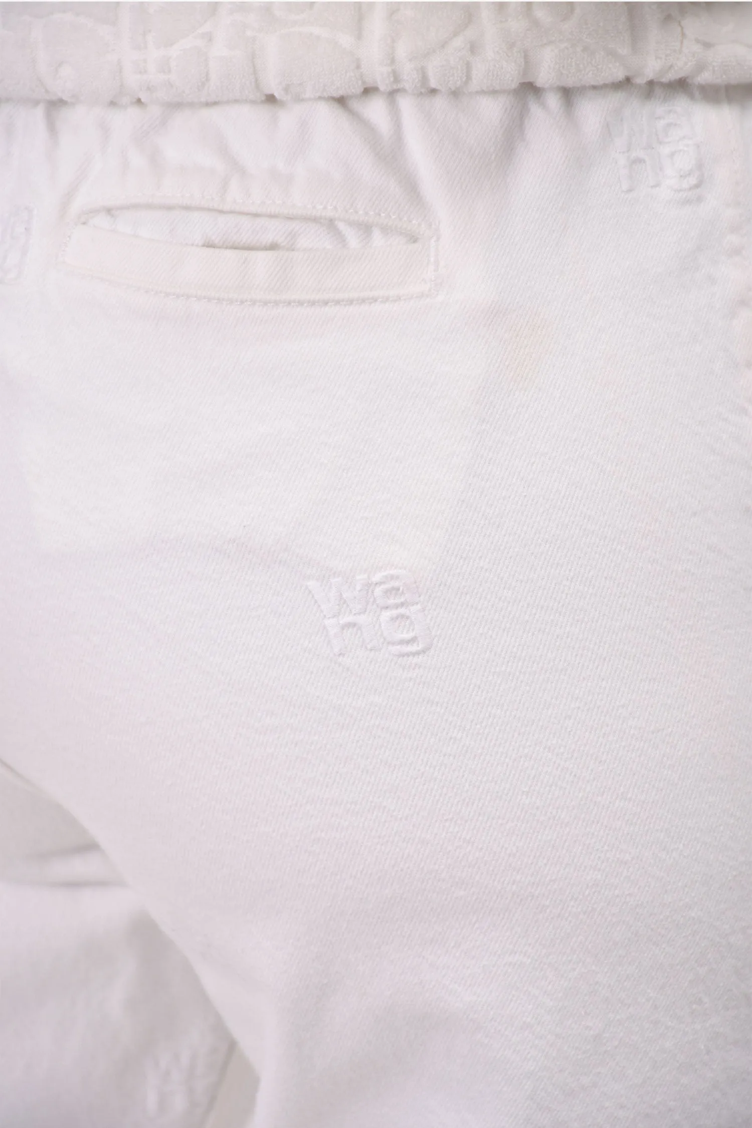 Alexander Wang White Denim Logo Embroidered Cargo Pants Size XS