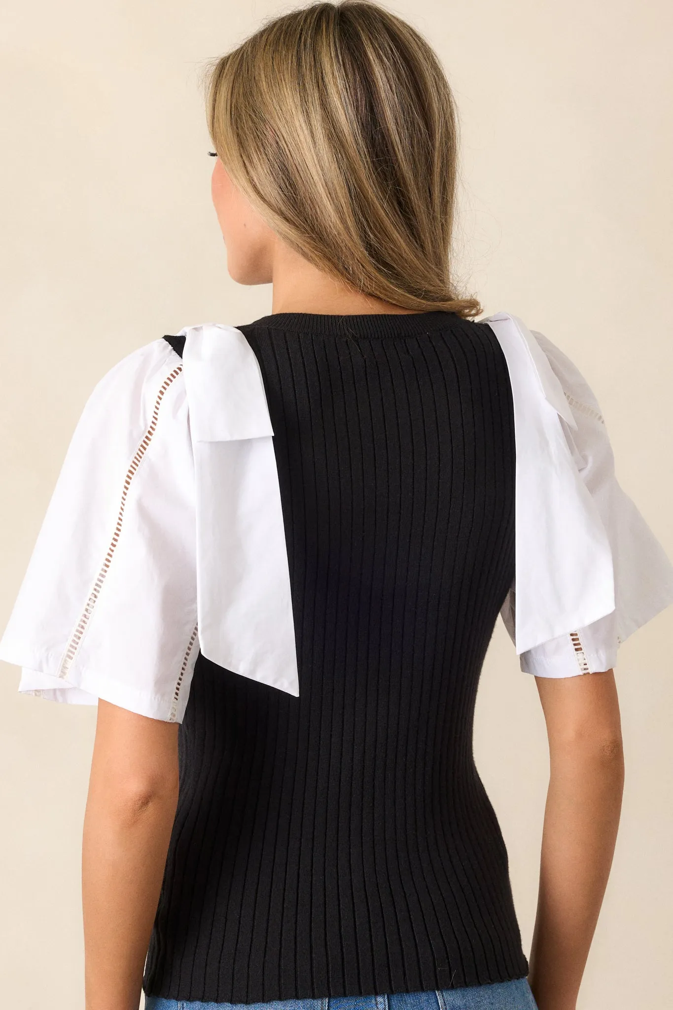 All My Attention Black & White Sweater Top