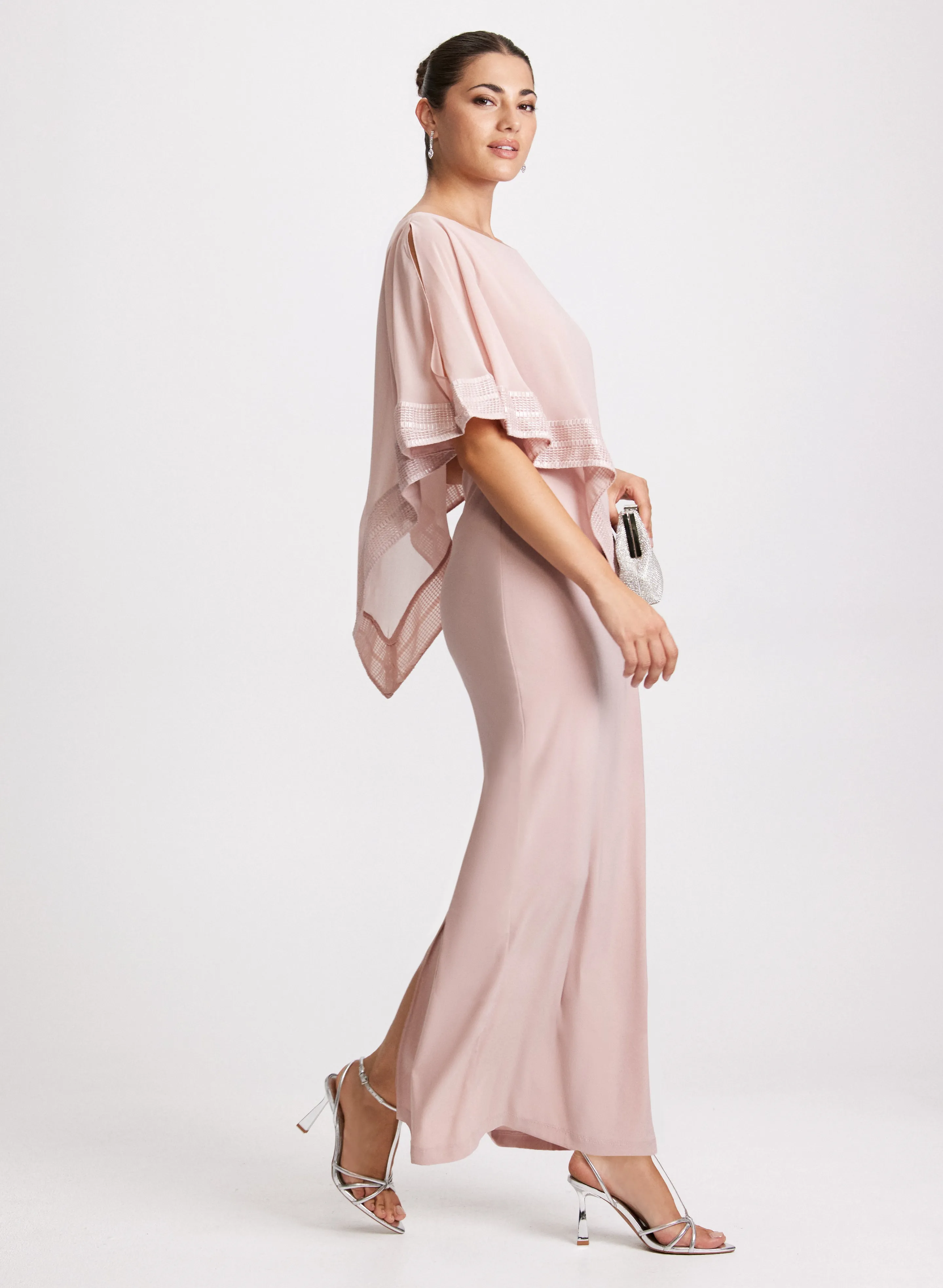 Asymmetric Poncho Overlay Dress