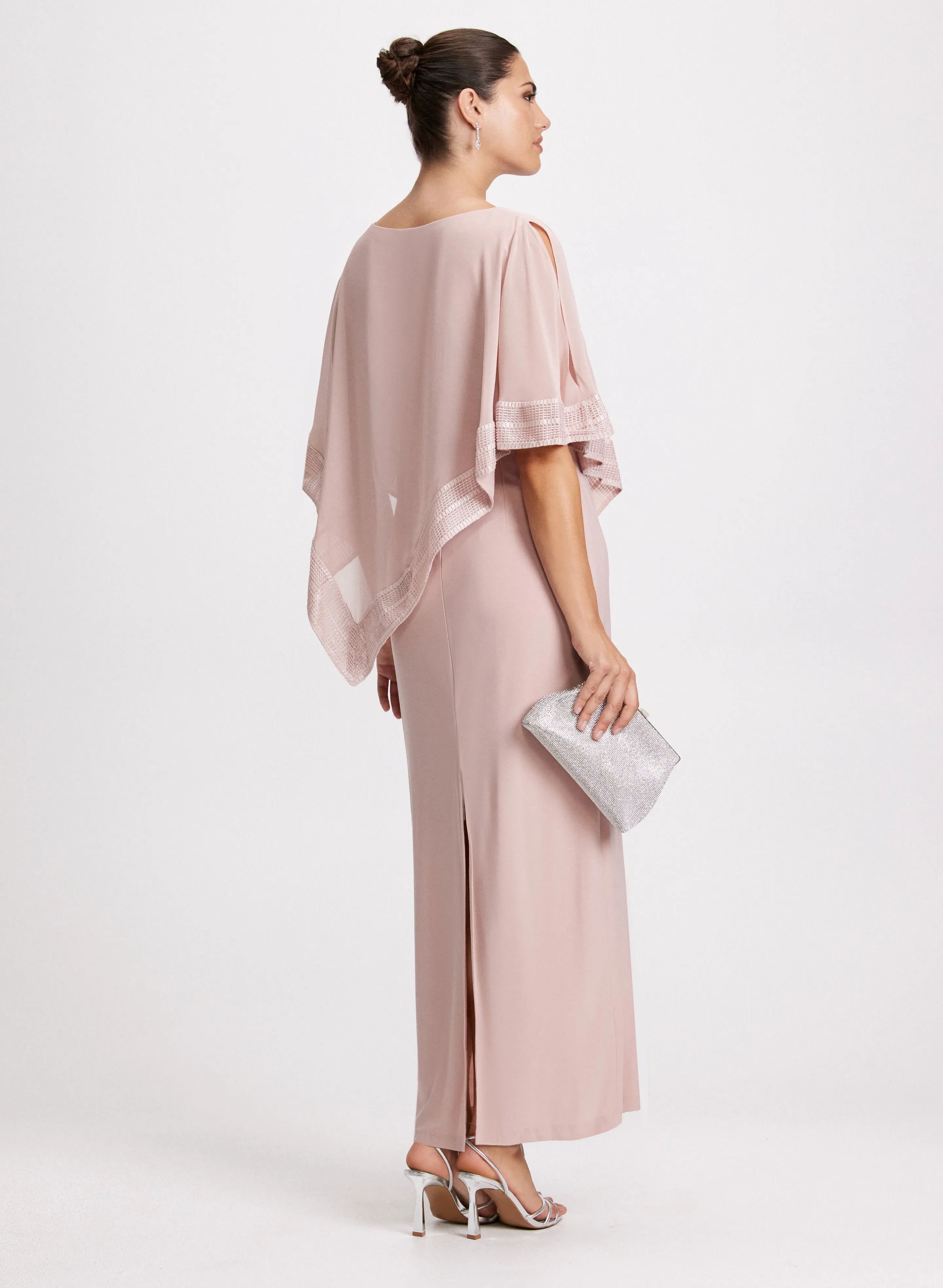 Asymmetric Poncho Overlay Dress