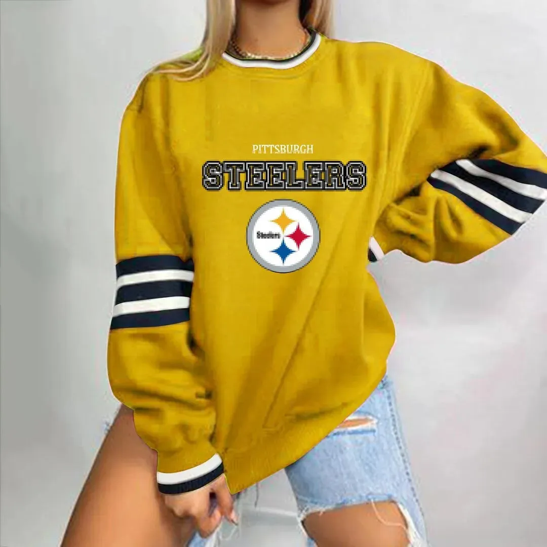 autumn American NFL printed long sleeve loose urban leisure letter pattern round neck pullover sweater