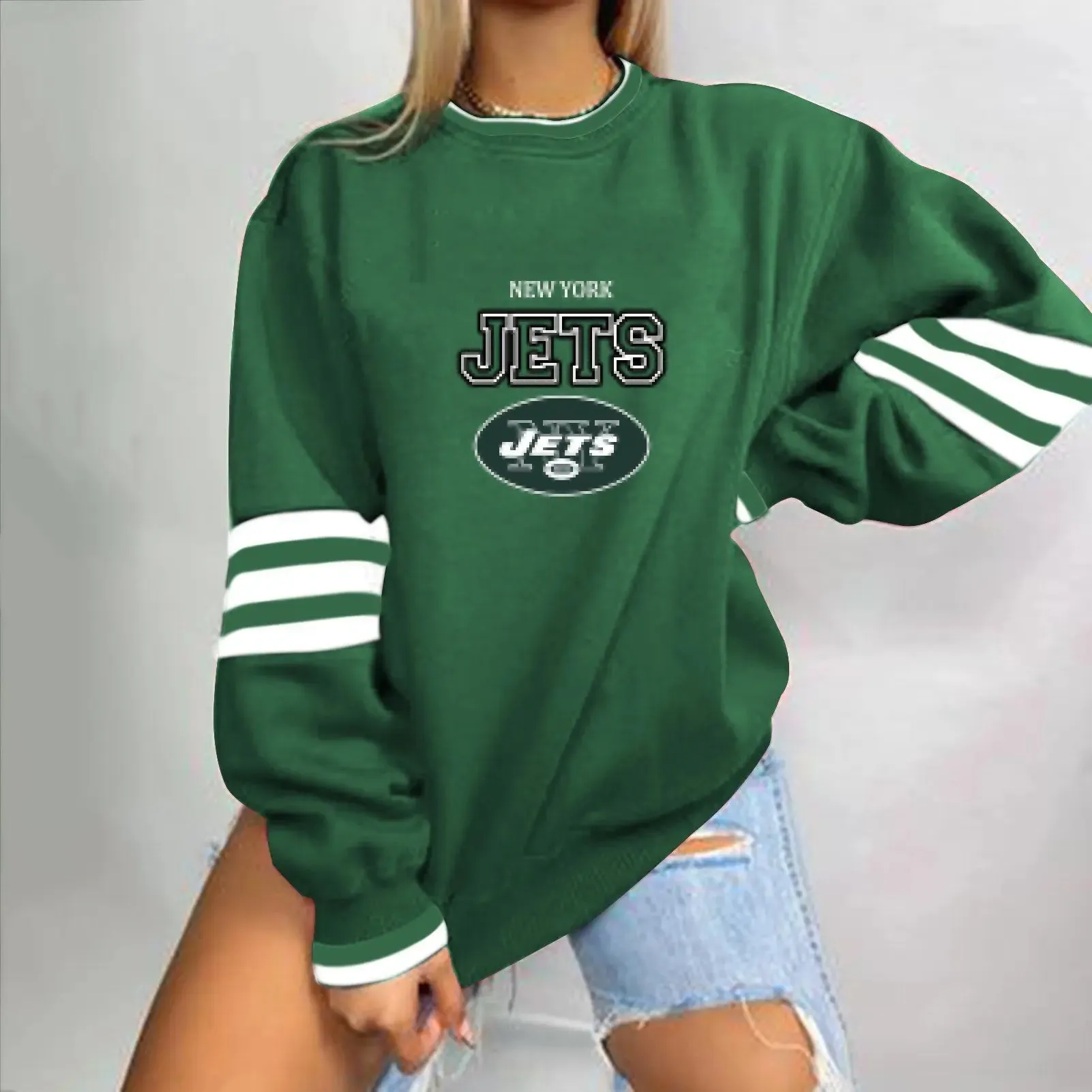 autumn American NFL printed long sleeve loose urban leisure letter pattern round neck pullover sweater