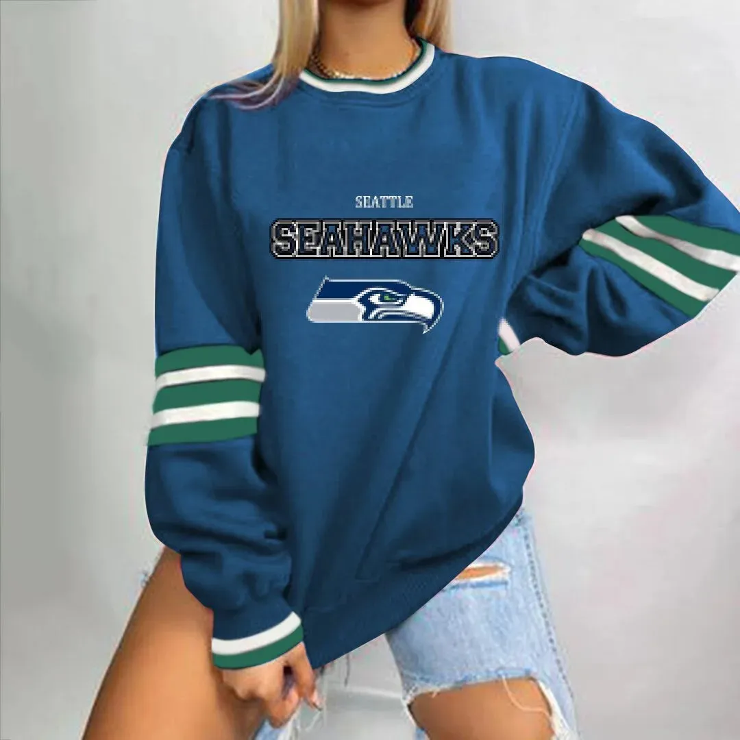 autumn American NFL printed long sleeve loose urban leisure letter pattern round neck pullover sweater