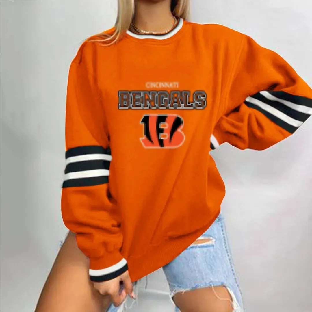 autumn American NFL printed long sleeve loose urban leisure letter pattern round neck pullover sweater