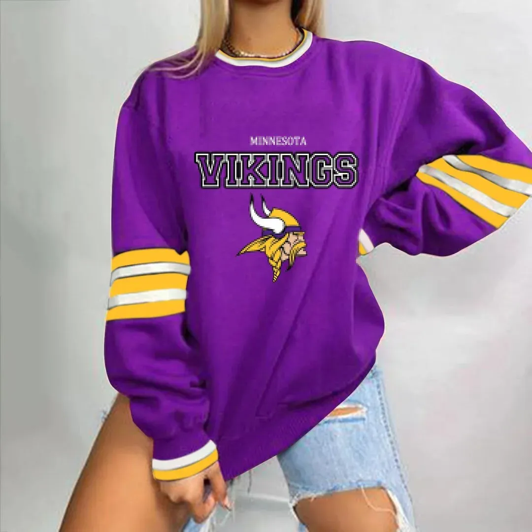 autumn American NFL printed long sleeve loose urban leisure letter pattern round neck pullover sweater