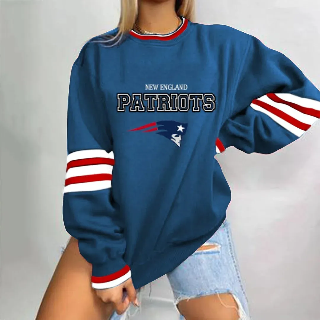 autumn American NFL printed long sleeve loose urban leisure letter pattern round neck pullover sweater