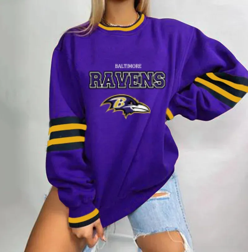 autumn American NFL printed long sleeve loose urban leisure letter pattern round neck pullover sweater