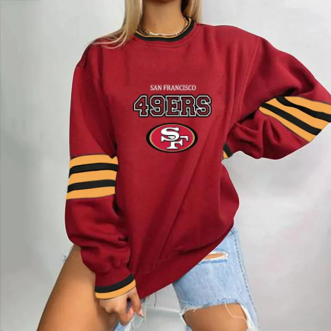 autumn American NFL printed long sleeve loose urban leisure letter pattern round neck pullover sweater