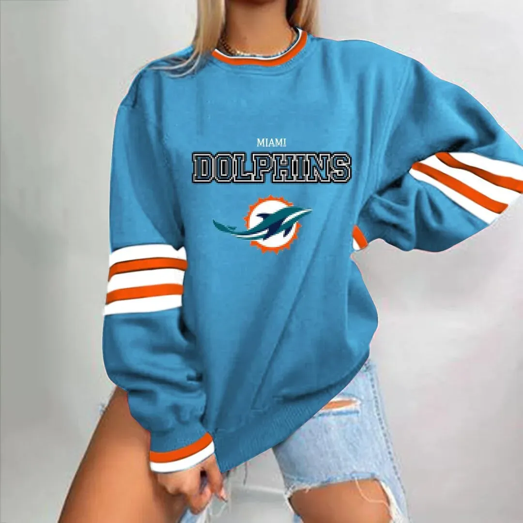 autumn American NFL printed long sleeve loose urban leisure letter pattern round neck pullover sweater