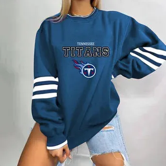 autumn American NFL printed long sleeve loose urban leisure letter pattern round neck pullover sweater