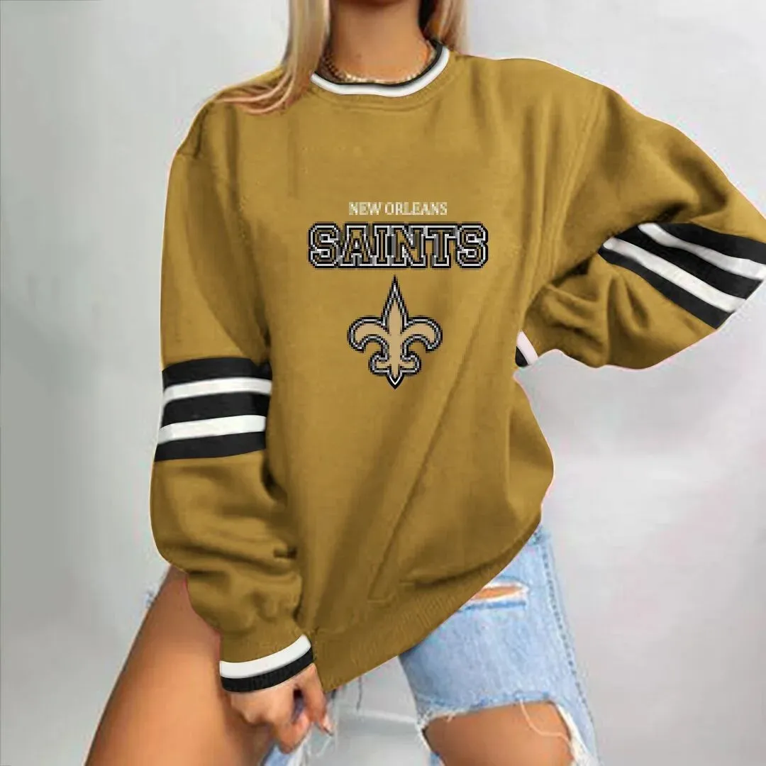 autumn American NFL printed long sleeve loose urban leisure letter pattern round neck pullover sweater