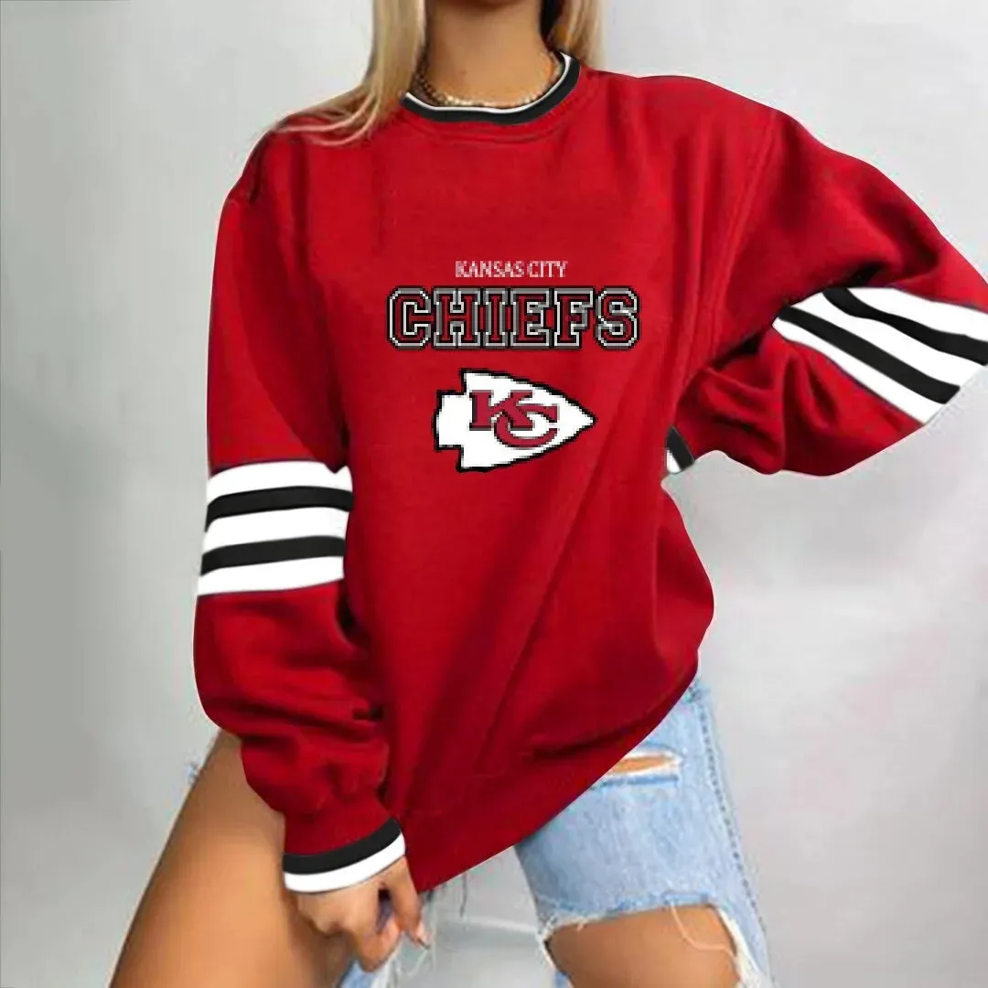 autumn American NFL printed long sleeve loose urban leisure letter pattern round neck pullover sweater