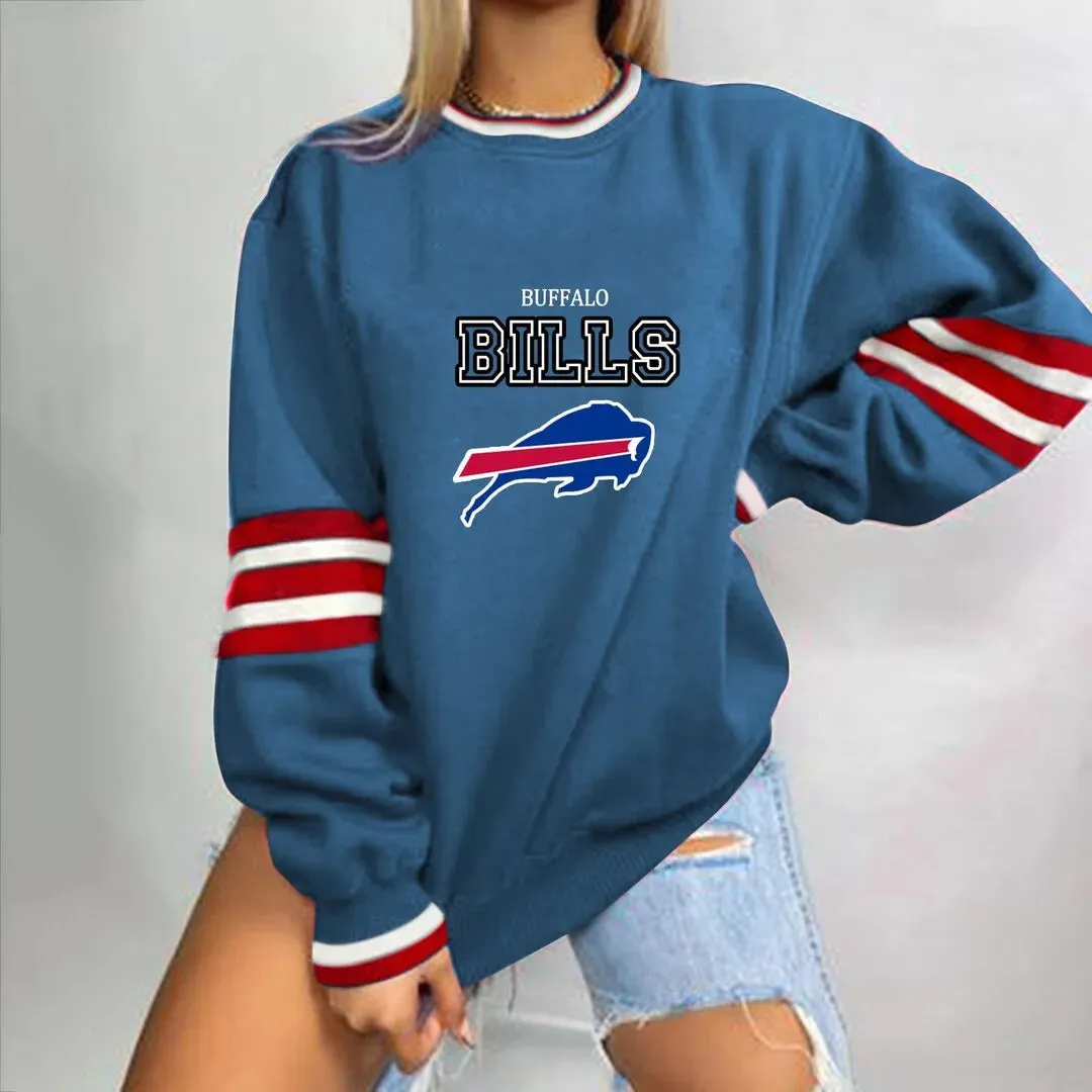 autumn American NFL printed long sleeve loose urban leisure letter pattern round neck pullover sweater