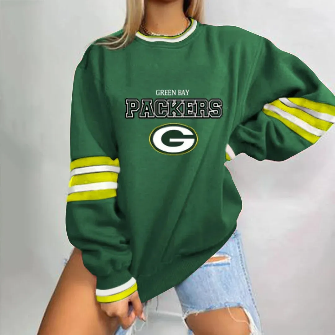 autumn American NFL printed long sleeve loose urban leisure letter pattern round neck pullover sweater