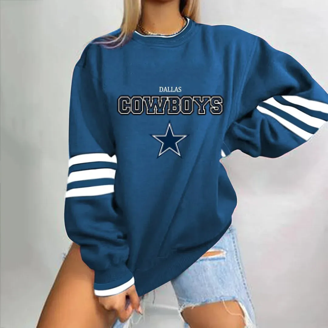 autumn American NFL printed long sleeve loose urban leisure letter pattern round neck pullover sweater