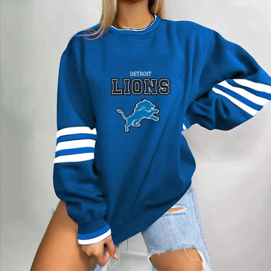 autumn American NFL printed long sleeve loose urban leisure letter pattern round neck pullover sweater