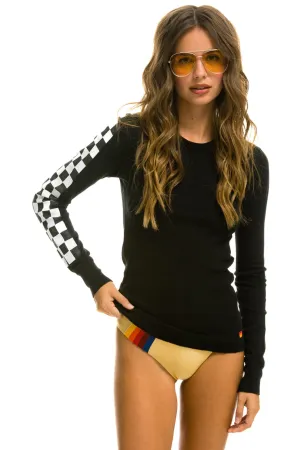 AVIATOR NATION CHECK SLEEVE THERMAL - BLACK