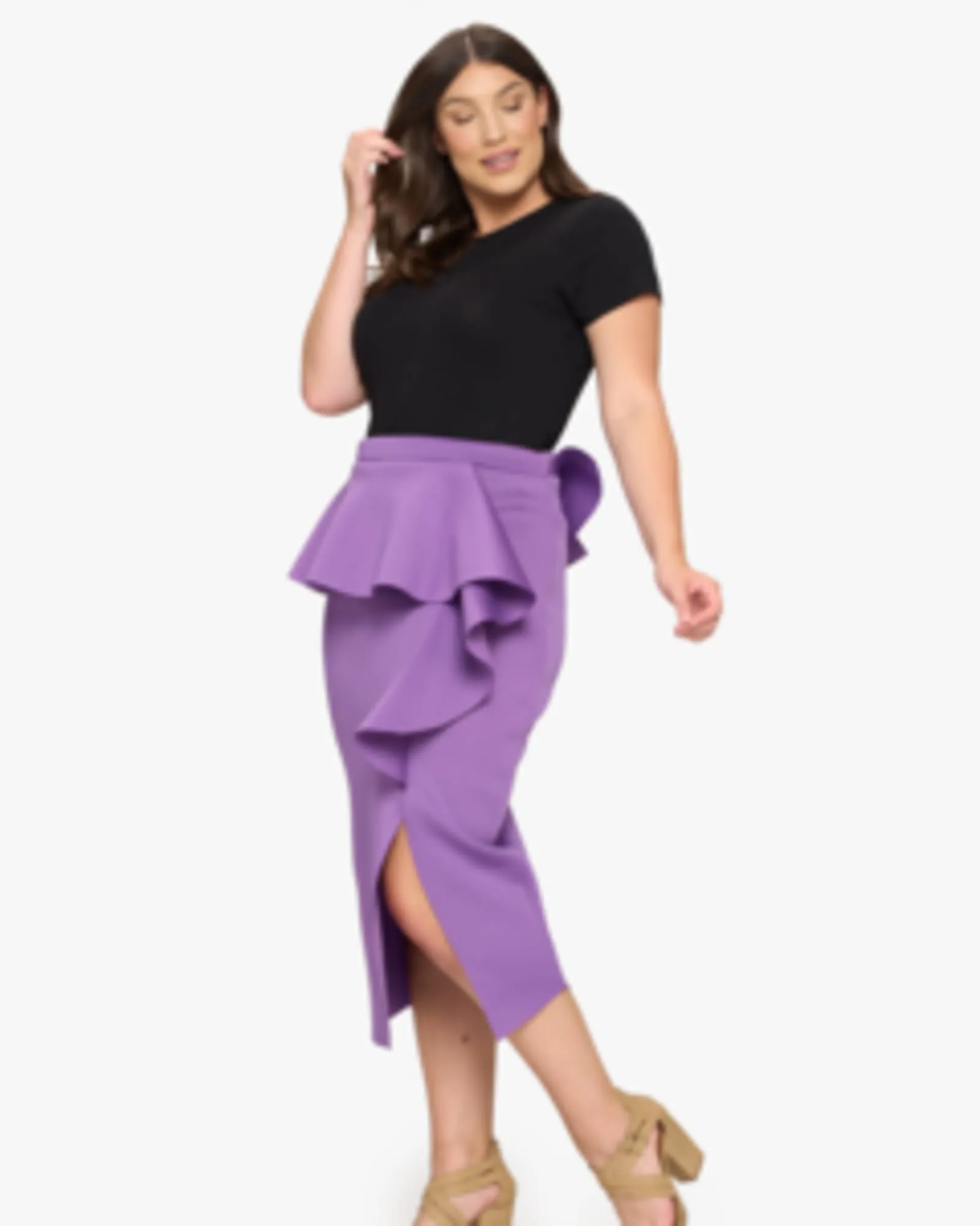 Bella Neoprene Midi Skirt | Orchid