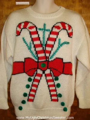 BEST 80s Candy Canes Ugly Christmas Sweater Pullover