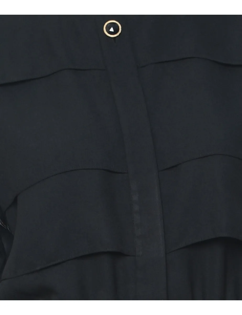 Black Pleated Classic Jumpsuit - L