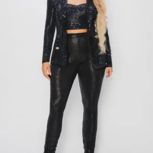 Black Sequin blazer set