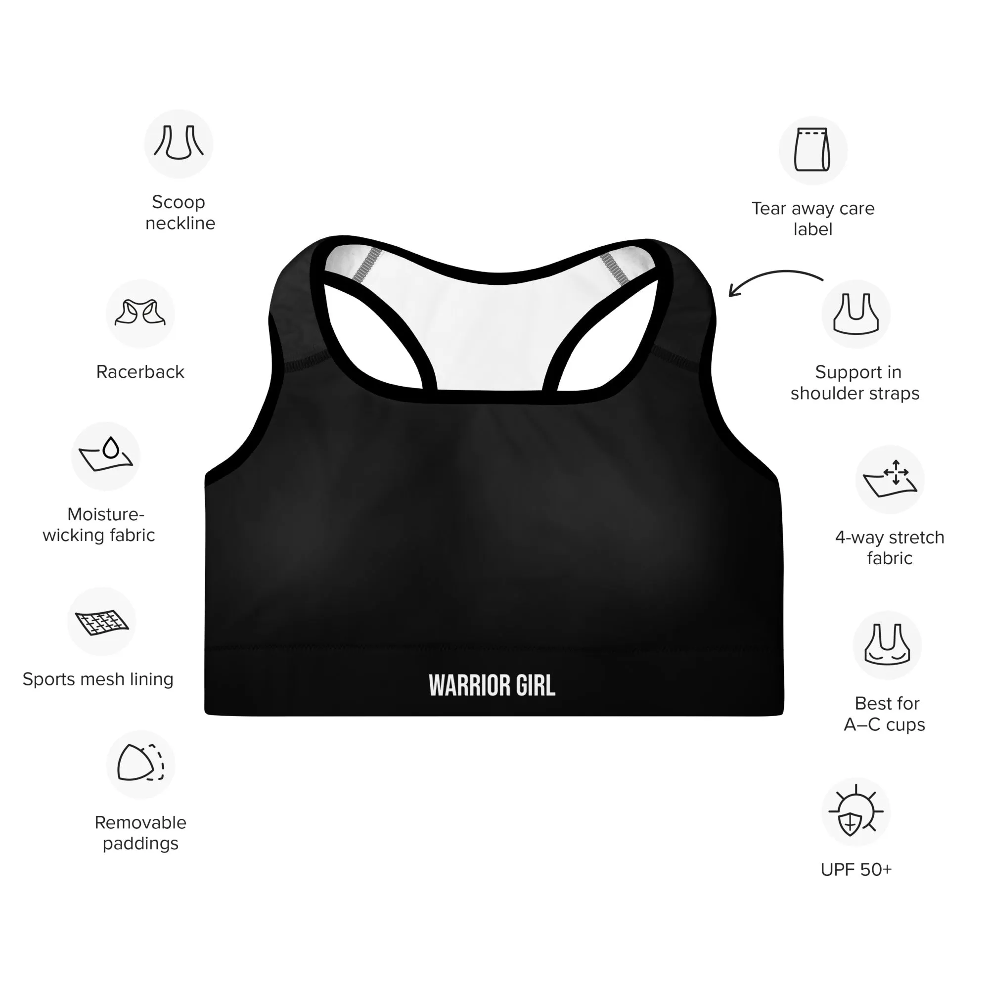 Black w/Black Warrior Sports Bra