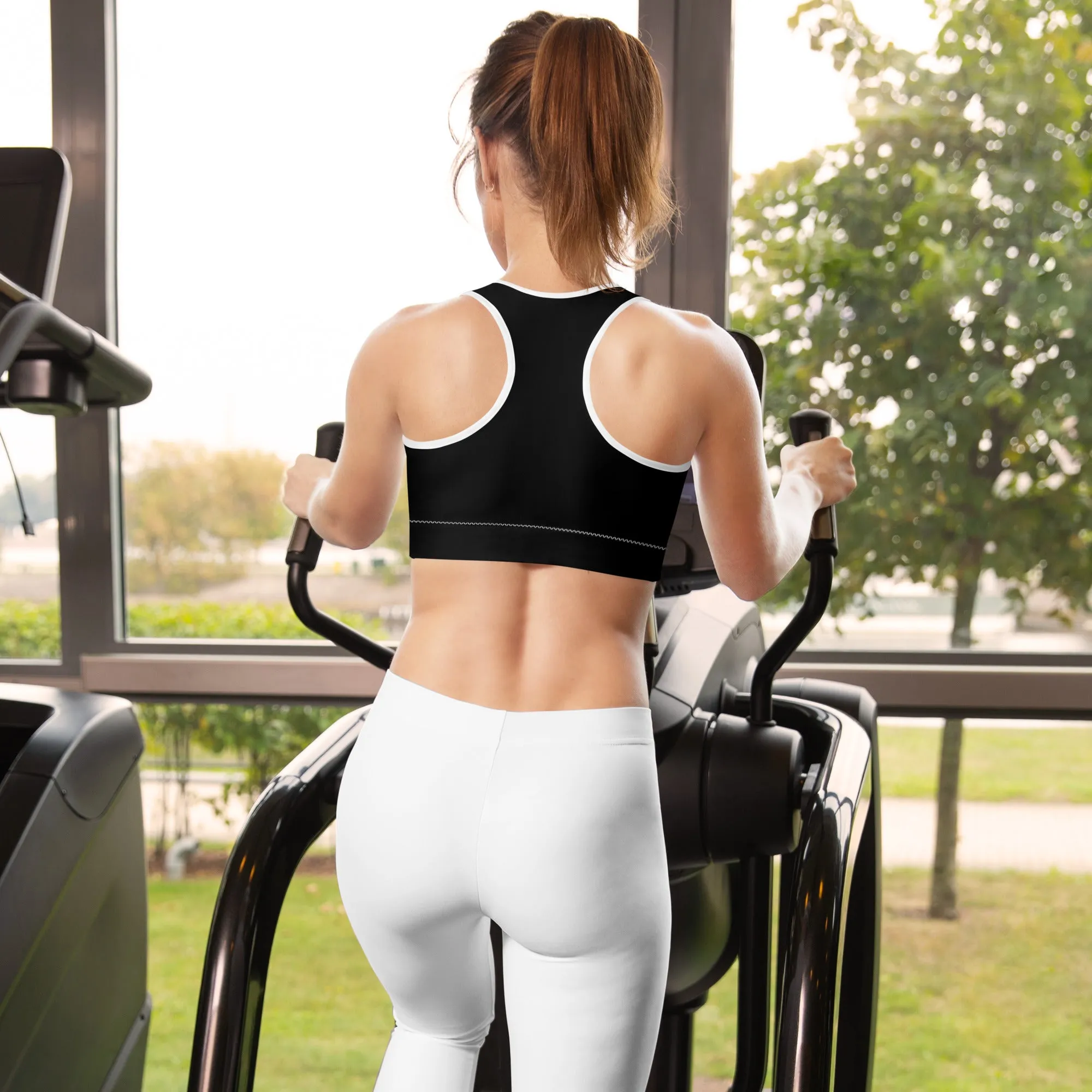 Black w/White Warrior Sports Bra