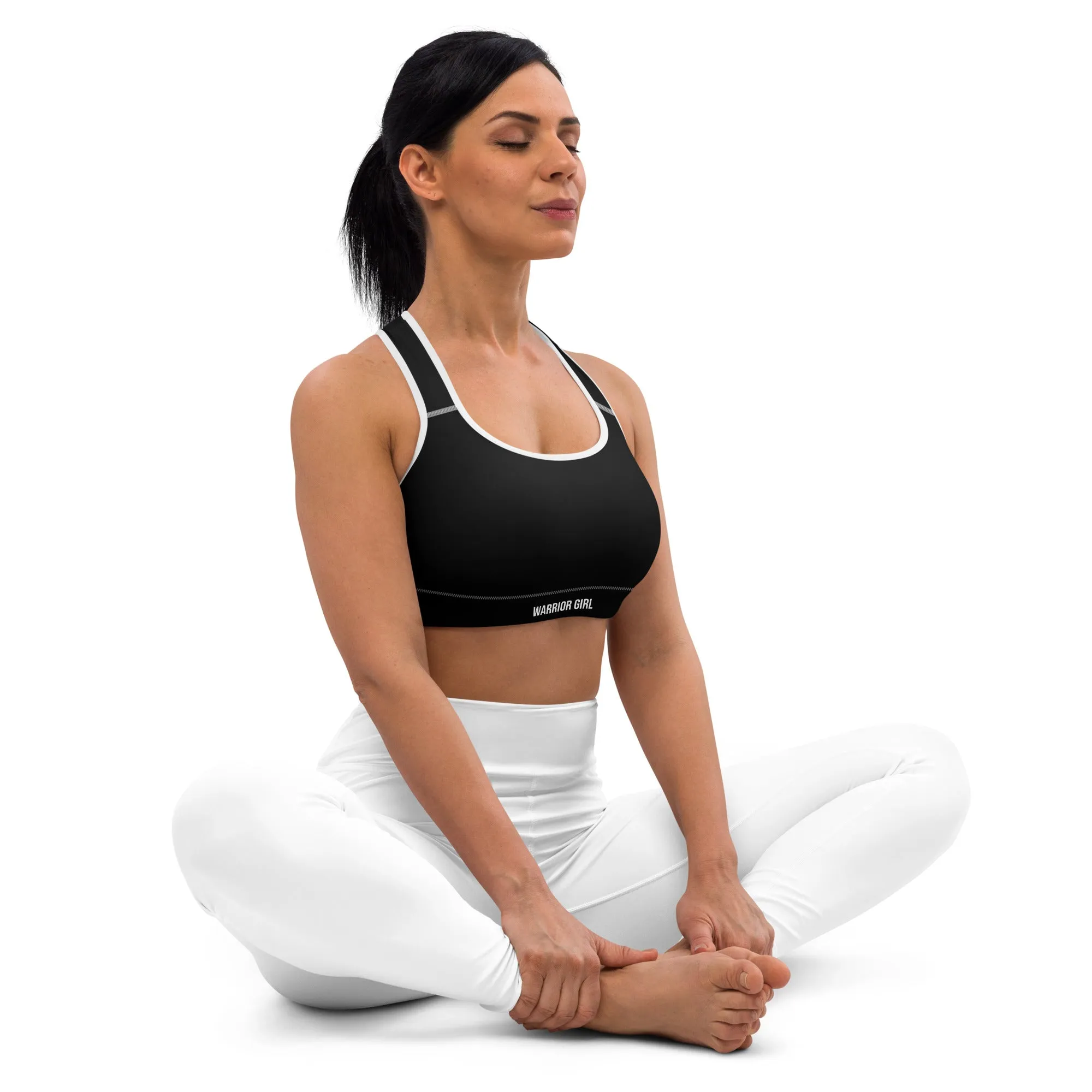 Black w/White Warrior Sports Bra