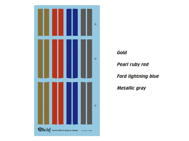 Blue Stuff Ford GT Stripes B / Metallic colors - 1/24 Scale