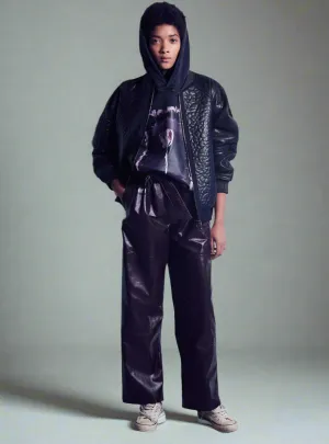 BORDEAUX LEATHER PAPER BAG PANTS
