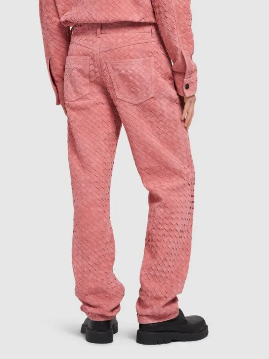 Bottega Veneta   Intrecciato suede leather pants 
