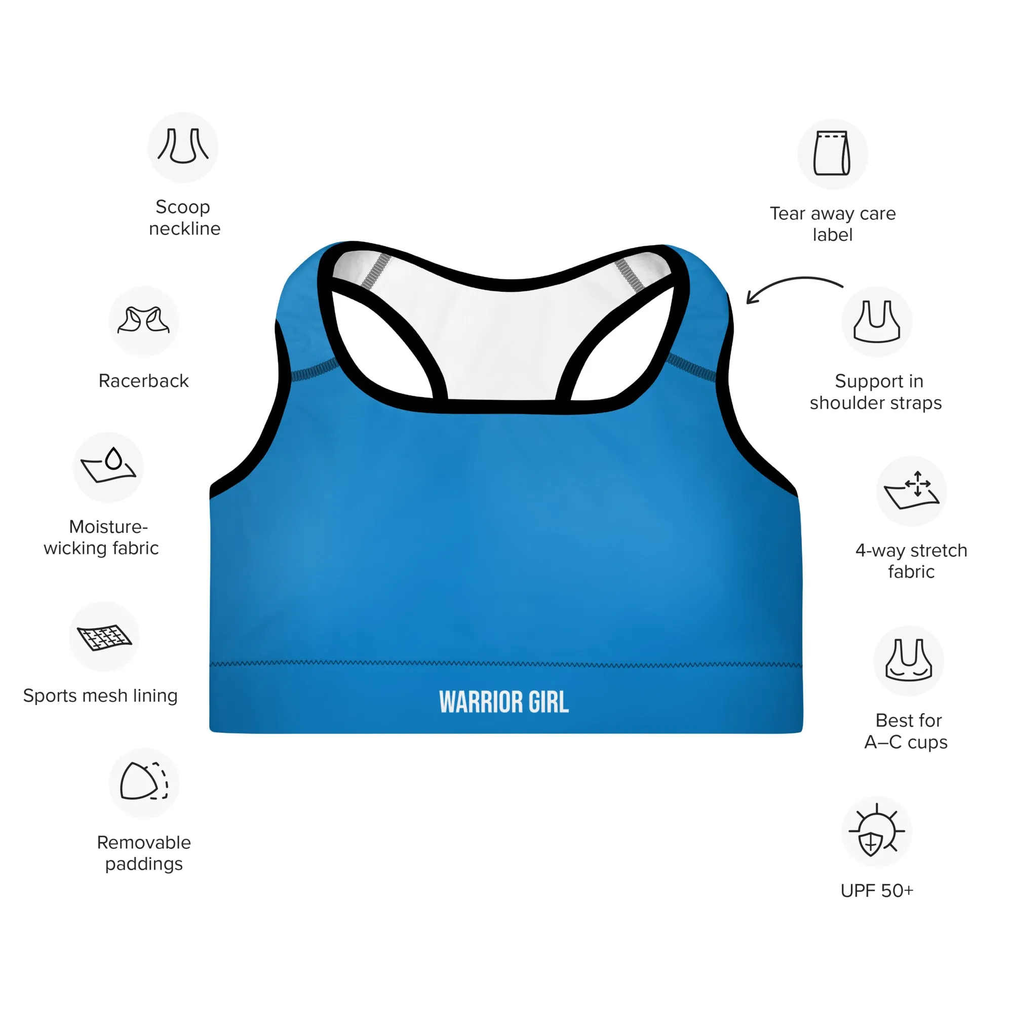 Bright Blue w/Black Warrior Sports Bra