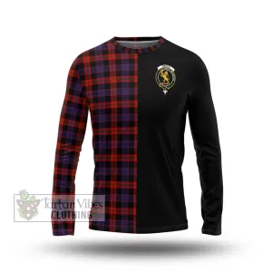 Broun Modern Tartan Long Sleeve T-Shirt with Family Crest and Half Of Me Style