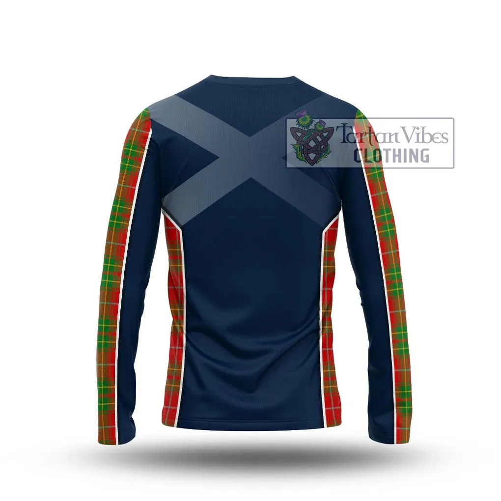 Burnett Tartan Long Sleeve T-Shirt with Family Crest and Lion Rampant Vibes Sport Style