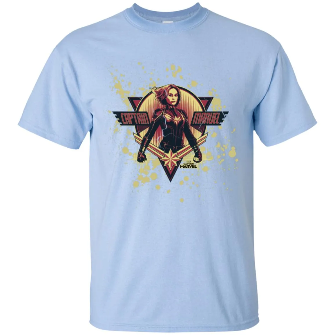 Captain Marvel Cracked Paint Splatter Logo Men Cotton T-Shirt