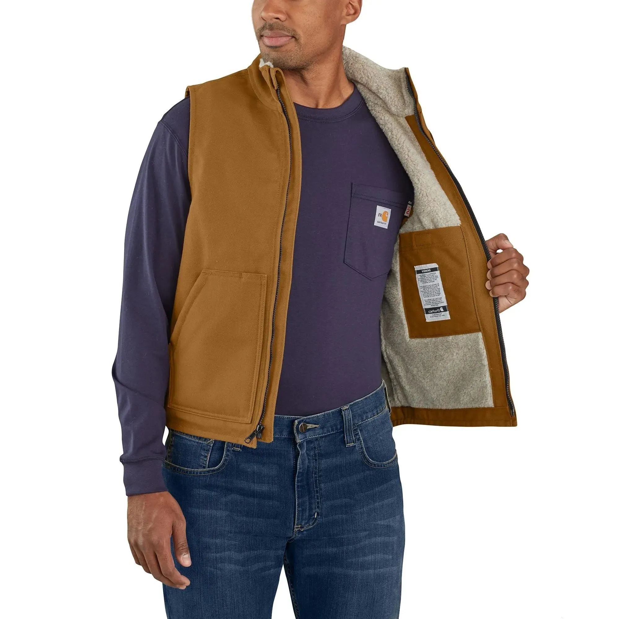 CARHARTT - Flame Resistant Relaxed Fit Duck Sherpa-Lined Mock Neck Vest