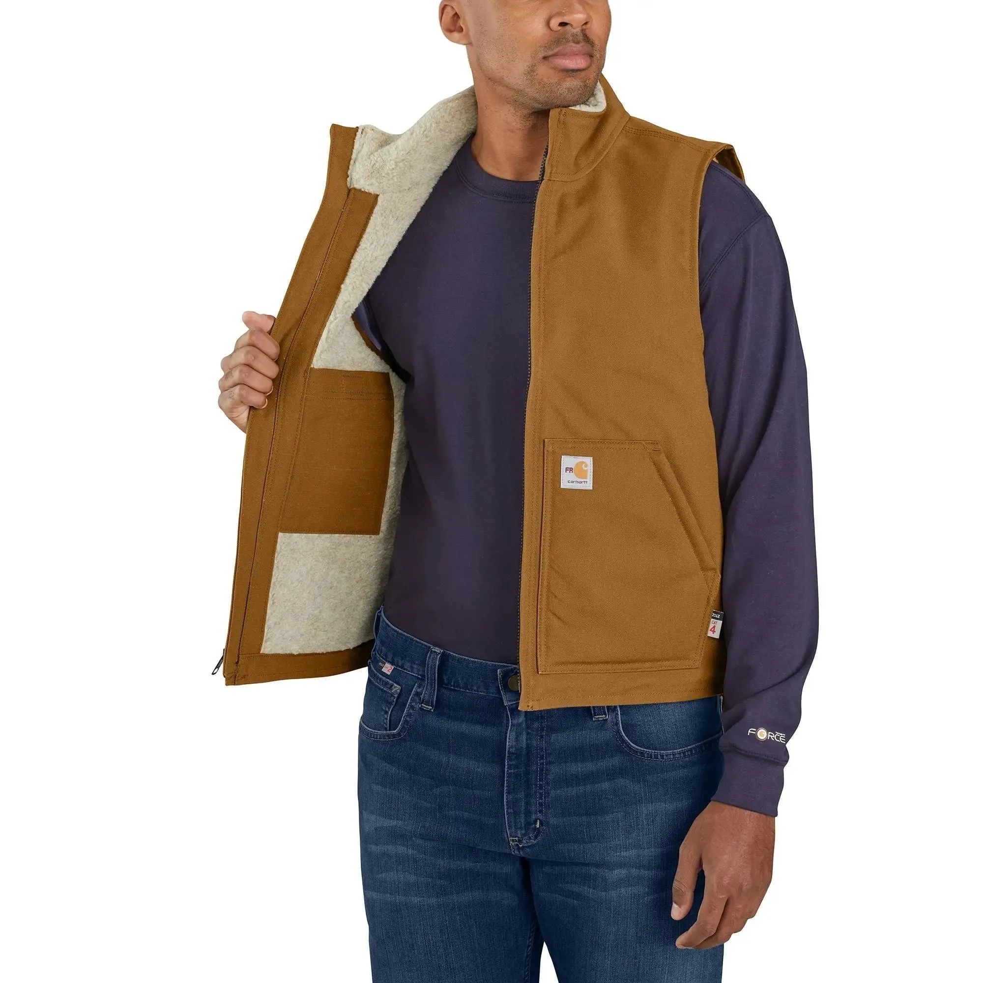 CARHARTT - Flame Resistant Relaxed Fit Duck Sherpa-Lined Mock Neck Vest