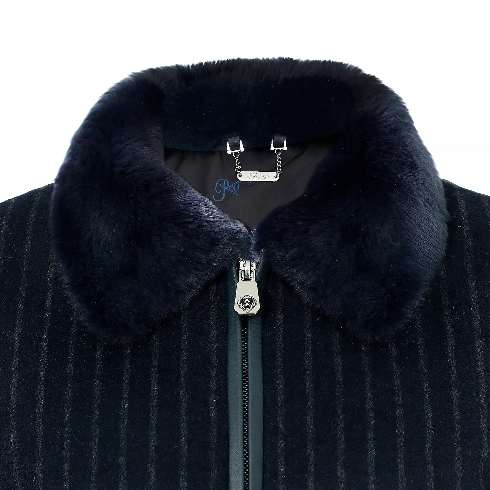 CASHMERE SRIPE FLIGHT JACKET WITH REX FUR