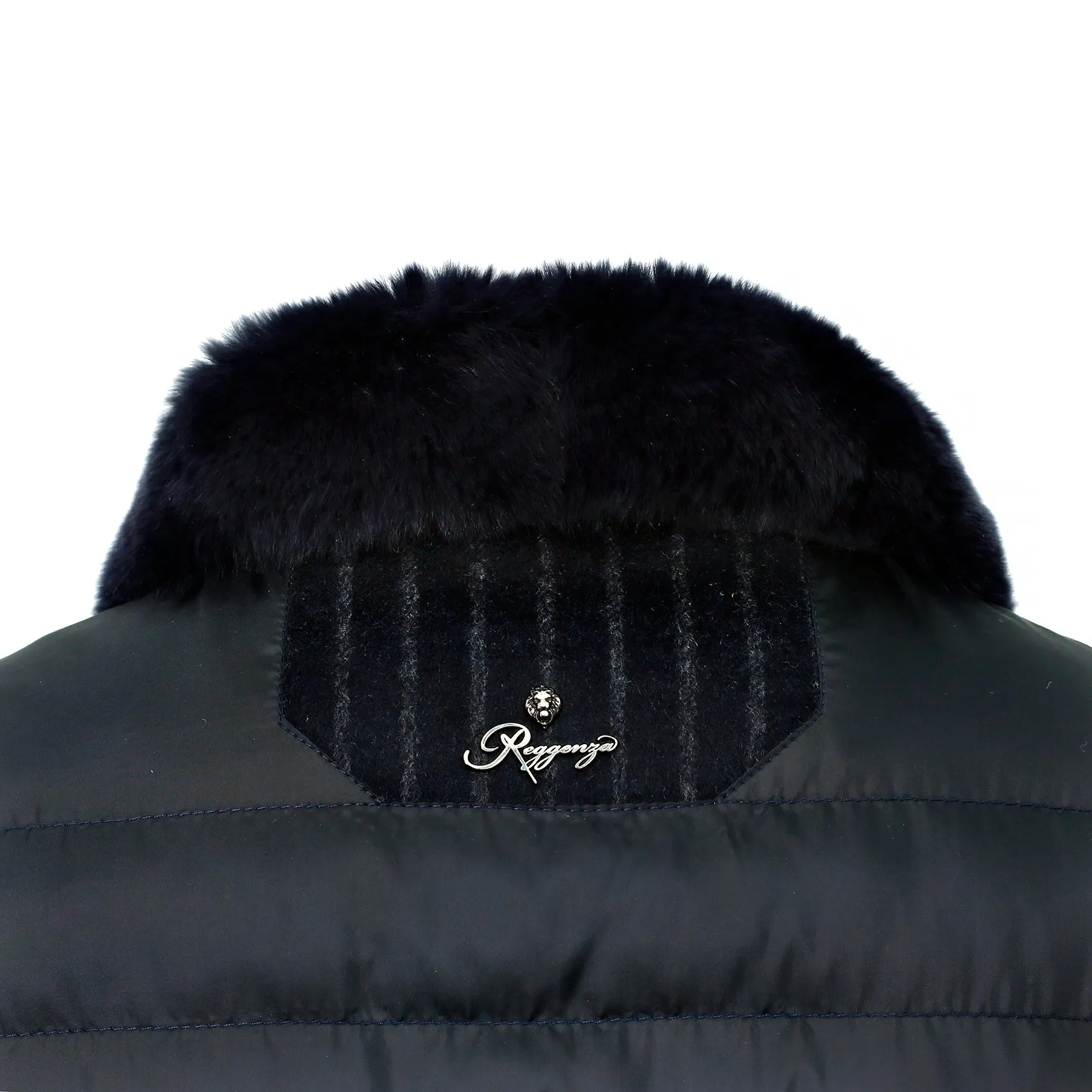 CASHMERE SRIPE FLIGHT JACKET WITH REX FUR