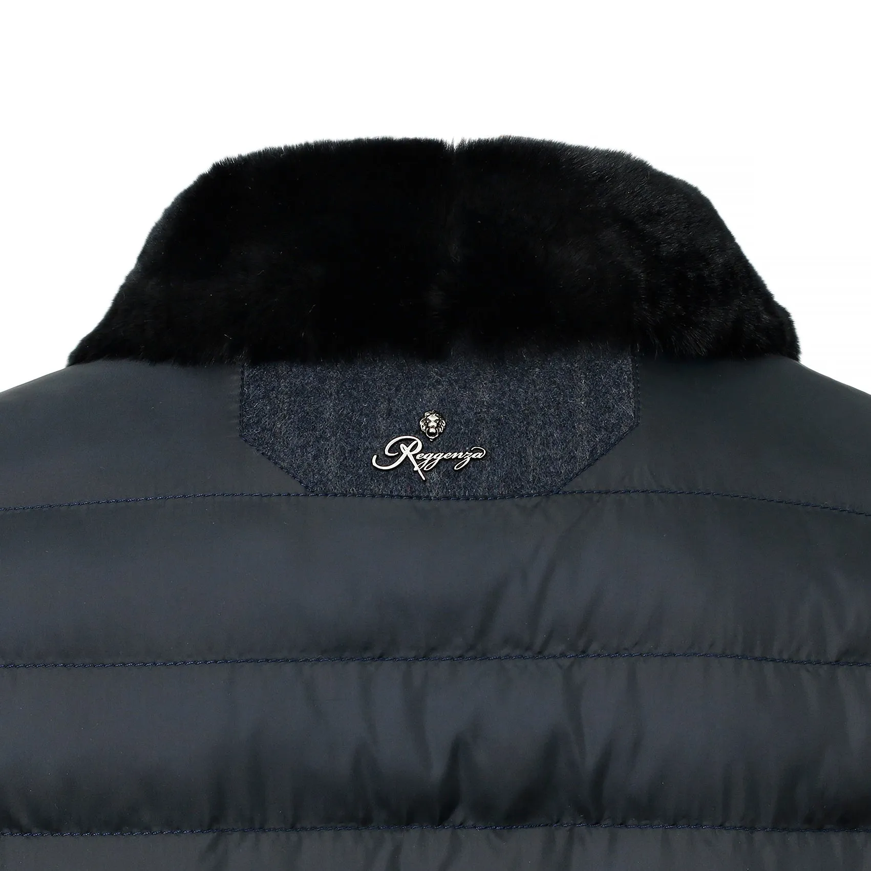 CASHMERE SRIPE FLIGHT JACKET WITH REX FUR