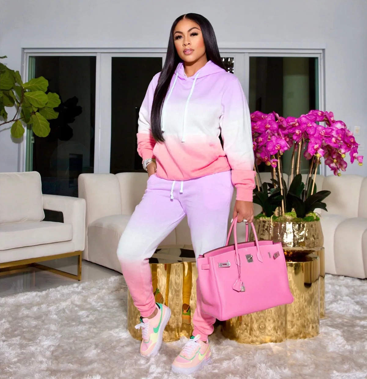 Casual Gradient Printed Sweatshirt Set（AY1456）