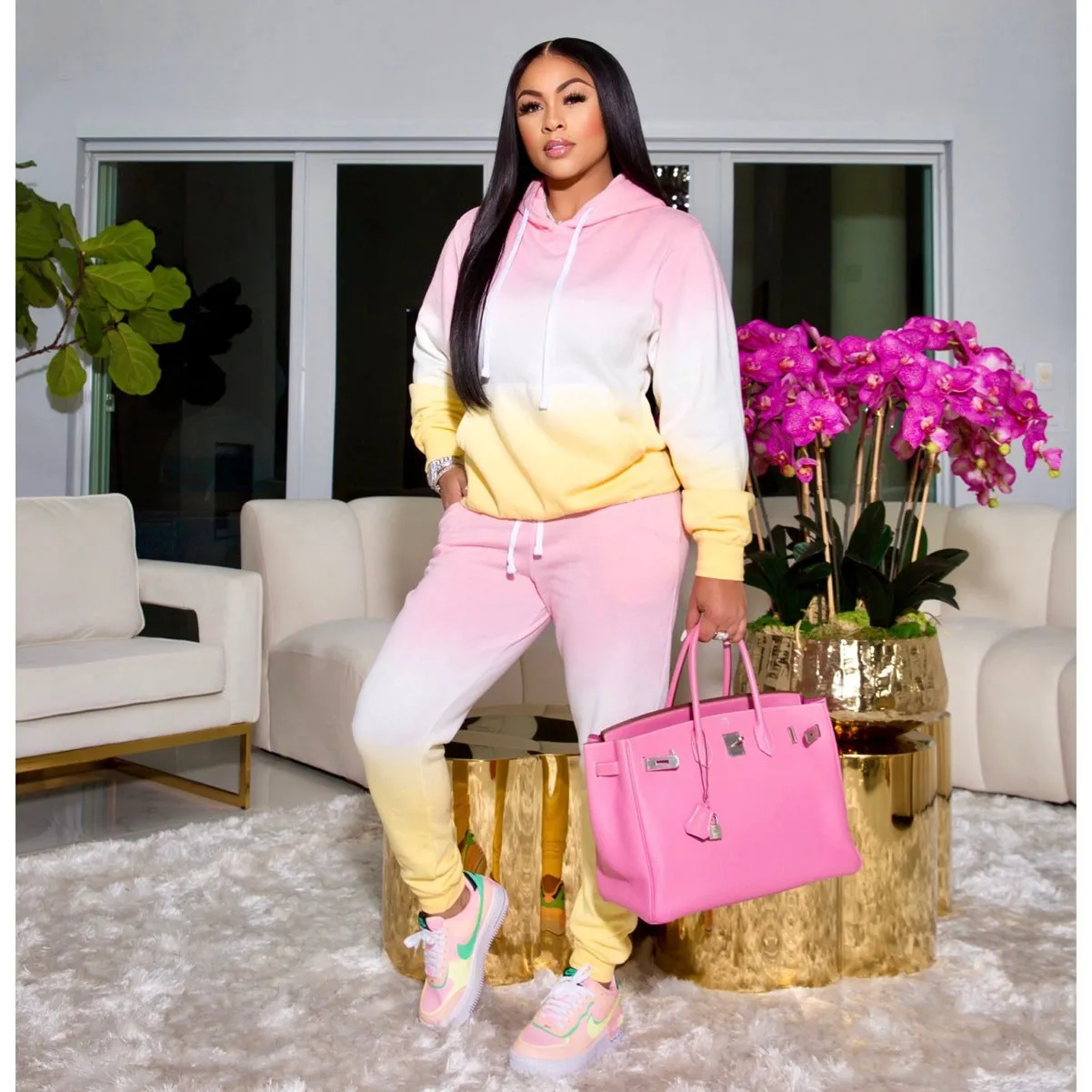 Casual Gradient Printed Sweatshirt Set（AY1456）