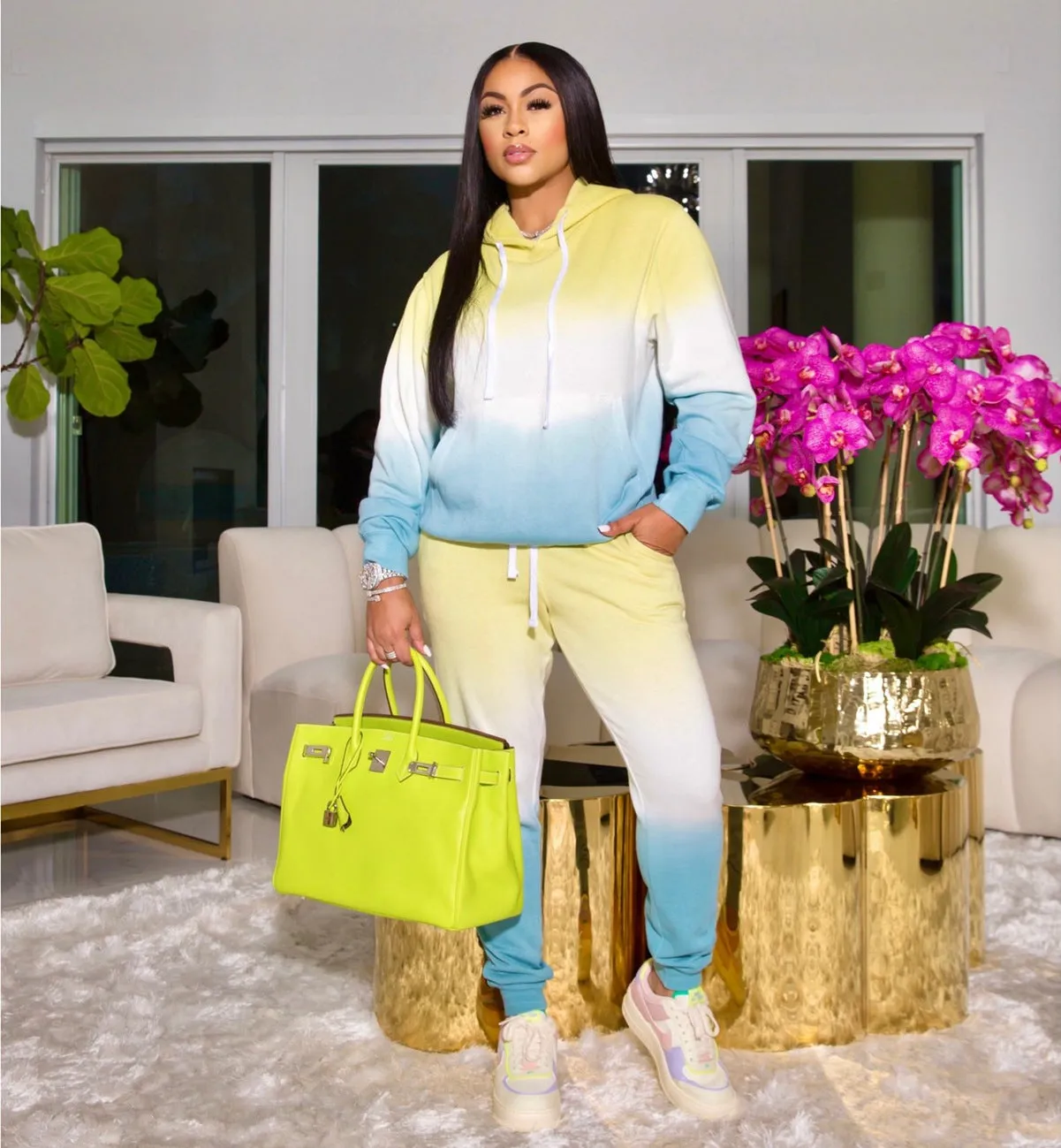 Casual Gradient Printed Sweatshirt Set（AY1456）